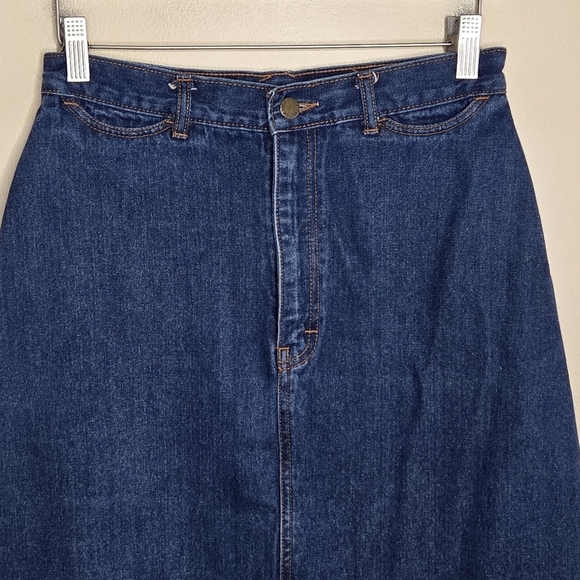 Vintage Pentimento Brittania Denim Midi Skirt Back Pocket Embellishment Size 11 - Picture 3 of 9